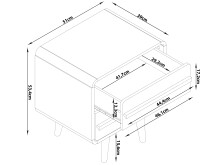 Nachtkommode >Oskar< in Grau - 51x54x39cm (BxHxT)