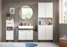 Badezimmerspiegelschrank >Riff< in Weiß - 70x70x18cm (BxHxT)