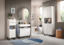 Badezimmerspiegelschrank >Riff< in Weiß - 70x70x18cm (BxHxT)