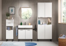 Badezimmerspiegelschrank >Riff< in Weiß - 70x70x18cm (BxHxT)