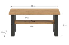 Couchtisch >Seattle< in Grau / Artisan Eiche - 90x42x50cm (BxHxT)