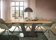Kulissentisch >Motion< ausziehbar bis 190cm, Grau / Artisan Eiche - 150/190x76x90cm (BxHxT)