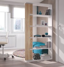 Bücherregal >ALIDA< 5 Fächer, in Artik Weiß / Canadian Eiche Dekor - 90x180x25 (BxHxT)