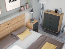 Kommode >ENZO< 4 Schubladen, Nodi Eiche Dekor / Anthrazitgrau - 77,5x93,5x40 (BxHxT)
