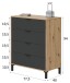 Kommode >ENZO< 4 Schubladen, Nodi Eiche Dekor / Anthrazitgrau - 77,5x93,5x40 (BxHxT)
