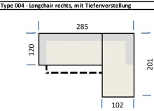 Wohnlandschaft >Starlett< elektr. Sitztiefenverstellung, grau, Füße schwarz - 285x99x201 (BxHxT)