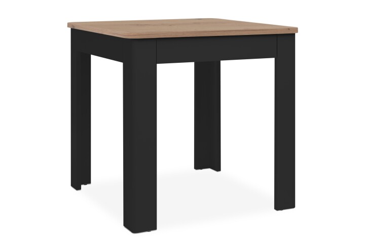 Esstisch >Oslo< mit Schublade, Artisan Oak Dekor / Schwarz - 80x77x80cm (BxHxT)