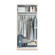 Kleiderschrank >LC-180< 2 Türen, Kleiderstange, Ablageboden, Weiß - 81x180x52 (BxHxT)