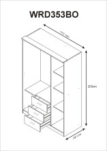 Kleiderschrank >Ward< 3 Türen, Kleiderstange, Böden, Weiß glänzend - 117x203x52 (BxHxT)