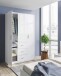 Kleiderschrank >Ward< 3 Türen, Kleiderstange, Böden, Weiß glänzend - 117x203x52 (BxHxT)