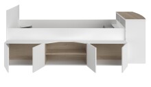 Hochbett >Cleo 1< Stauraum, Liegefl. 90x200, Weiss / Eiche Dekor - 241x116x90cm (LxBxH)