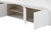 Hochbett >Cleo 1< Stauraum, Liegefl. 90x200, Weiss / Eiche Dekor - 241x116x90cm (LxBxH)