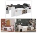 Hochbett >Cleo 1< Stauraum, Liegefl. 90x200, Weiss / Eiche Dekor - 241x116x90cm (LxBxH)