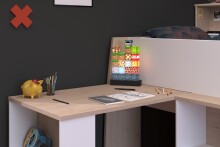 Kinderzimmer-Set >Lucas 11< 2-teilig, Weiss / Eiche Dekor, Hochbett mit Kleiderschrank
