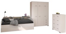 Jugendzimmer-Set >Sleep 41< 4-teilig, Bett, Schübe, Kleiderschrank, Kommode, in Weiß