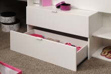Jugendzimmer-Set >Milky 11< 4-teilig, Bett, Kleiderschrank, Kommode, Schreibtisch, in Weiss / Grey