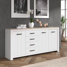 Kommode >ELARA< in Weiss Matt/ Bianco Eiche -...