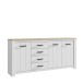 Kommode >ELARA< in Weiss Matt/ Bianco Eiche - 206x95,7x42,2cm (BxHxT)