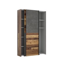 Kleiderschrank >OZZULA< Old – Wood Vintage  / Betonoptik grau - 120x190,5x41,6cm (B/H/T)