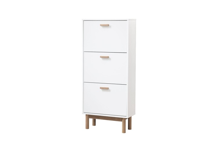 Schuhschrank >Orvar< in Weiß - 58x131x25cm (BxHxT)