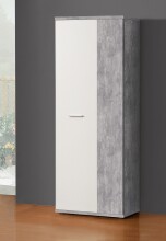 Schuhschrank >NET106< in Betonoptik Lichtgrau / Weiss - 68,9x179,1x34,8 (BxHxT)
