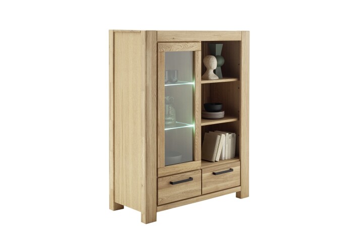 Highboard >SILIAS< in Wildeiche geölt, Wildeiche teilmassiv - 109x140x45cm (BxHxT)