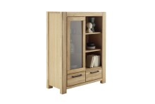 Highboard >SILIAS< in Wildeiche geölt, Wildeiche teilmassiv - 109x140x45cm (BxHxT)