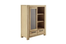 Highboard >SILIAS< in Wildeiche geölt, Wildeiche teilmassiv - 109x140x45cm (BxHxT)