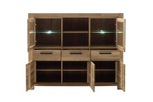 Highboard >SILIAS< in Wildeiche geölt, Wildeiche teilmassiv - 172x140x45 (BxHxT)