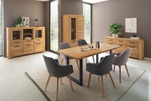 Highboard >SILIAS< in Wildeiche geölt, Wildeiche teilmassiv - 172x140x45 (BxHxT)