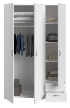 Kleiderschrank >Parisot Daily 2< 3 Türen, 2 Schübe, in Weiss - 120x185x51cm (BxHxT)
