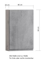 Hängeschrank >Paris< in weiß, Wotaneiche, MDF - 40x64x20cm (BxHxT)