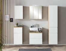 Hängeschrank >Paris< in weiß, Wotaneiche, MDF - 40x64x20cm (BxHxT)