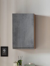Hängeschrank >Paris< in Betongrau, Wotaneiche, MDF - 40x64x20cm (BxHxT)