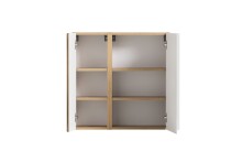 Hängeschrank >Paris< in weiß, Wotaneiche, MDF - 65x64x20cm (BxHxT)