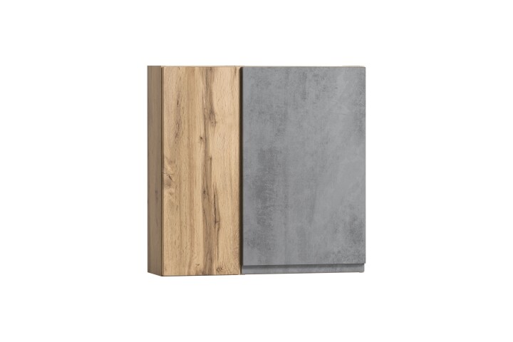 Hängeschrank >Paris< in betongrau, wotaneiche, MDF - 65x64x20cm (BxHxT)