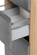 Midischrank >Paris< in Betongrau/ Wotaneiche, MDF - 65x130x35cm (BxHxT)