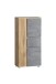 Midischrank >Paris< in Betongrau/ Wotaneiche, MDF - 65x130x35cm (BxHxT)