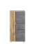 Midischrank >Paris< in Betongrau/ Wotaneiche, MDF - 65x130x35cm (BxHxT)