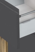 Seitenschrank >Paris< in grau / Wotaneiche, MDF - 65x180x35cm (BxHxT)