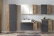 Seitenschrank >Paris< in grau / Wotaneiche, MDF - 65x180x35cm (BxHxT)