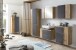 Seitenschrank >Paris< in grau / Wotaneiche, MDF - 65x180x35cm (BxHxT)