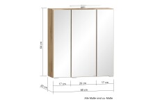 Spiegelschrank >Paris< in Wotaneiche - 60x64x20cm (BxHxT)