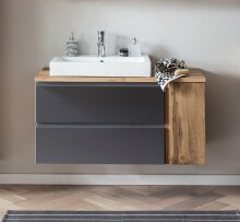 Waschtisch >Paris< in grau, Wotaneiche, MDF - 105x65,5x47cm (BxHxT)