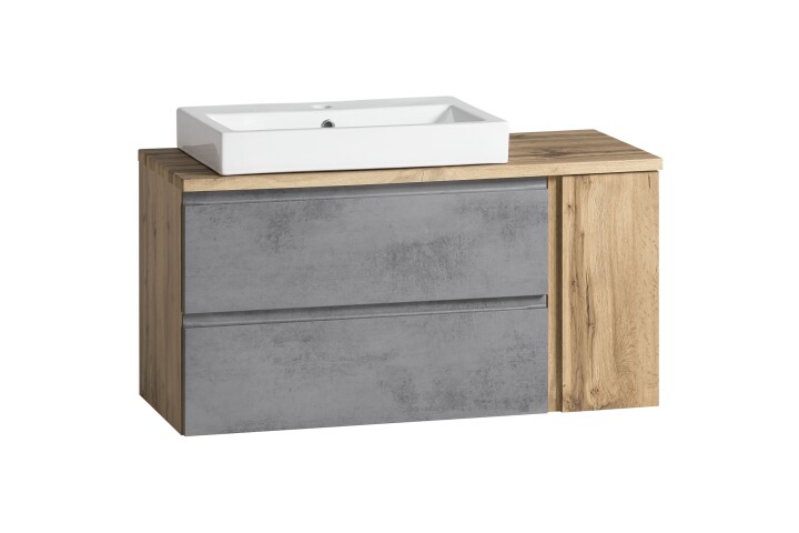 Waschtisch >Paris< in grau, Wotaneiche, MDF - 105x65,5x47cm (BxHxT)