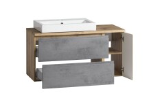 Waschtisch >Paris< in grau, Wotaneiche, MDF - 105x65,5x47cm (BxHxT)