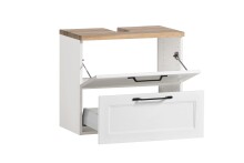 Waschbeckenunterschrank >Lyon< in weiß, Wotaneiche, MDF - 60x54x35cm (BxHxT)