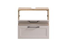 Waschbeckenunterschrank >Lyon< in Wotaneiche, Kaschmir, MDF - 60x54x35cm (BxHxT)