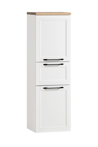 Midischrank >Lyon< in weiß, Wotaneiche, MDF - 40x130x35cm (BxHxT)