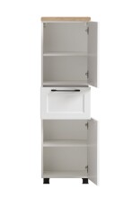 Midischrank >Lyon< in weiß, Wotaneiche, MDF - 40x130x35cm (BxHxT)